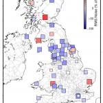 RMS Noise earthquakes map