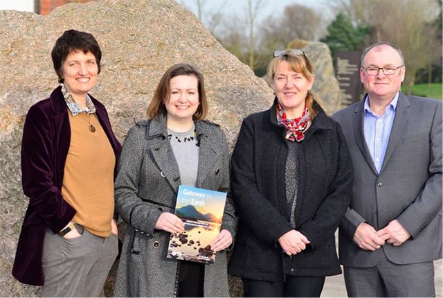 (Left to right): Kate Royse (BGS Chief Digital Scientist); Ruth Edwards MP; Dr Karen Hanghøj (BGS Director); John Day (BGS IT security manager)