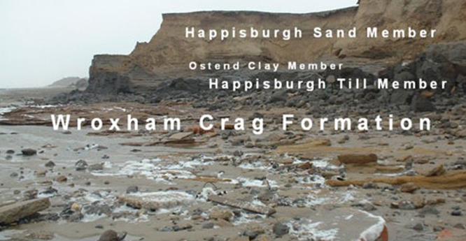 The geology of the cliffs at Happisburgh.