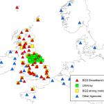 Seismometers in the UK and surrounding area.