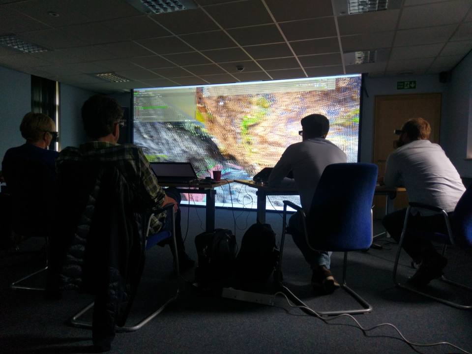 Visiting colleagues from the Swedish Geological Survey in the BGS immersive 3D Visualisation Faciity