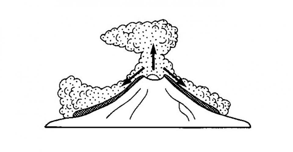 Pyroclastic flow as a result of fountain collapse.