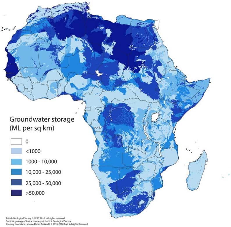 Groundwater storage in Africa