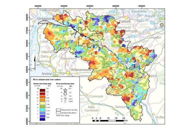 Lead concentrations in Clyde Basin surface water