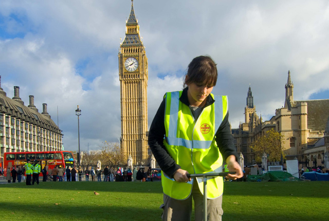 BGS Geologist working in front of Big Ben