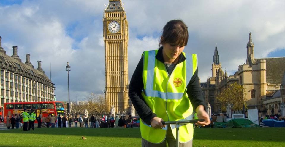 BGS geologist working in front of Big Ben