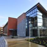 The entrance of the James Hutton Building, lying within the Carboniferous section of the Geological Walk, features a representation of the famous unconformity at Siccar Point — the locality most synonymous with Hutton.