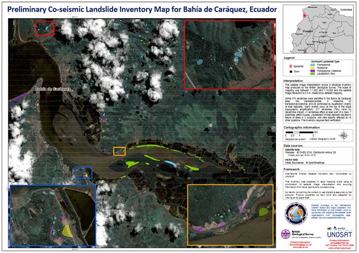 Preliminary co-seismic landslide inventory map for Bahía de Caráquez, Ecuador.