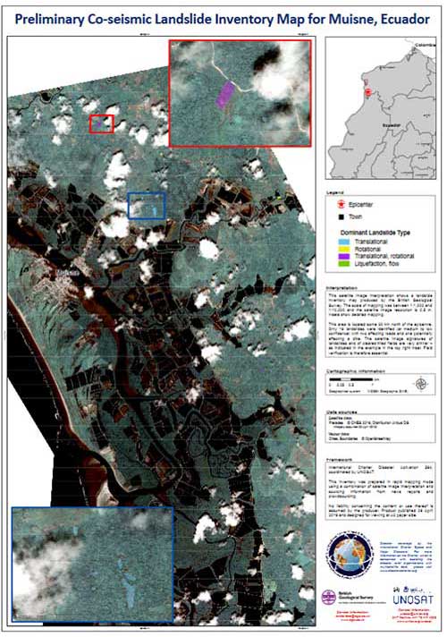 Preliminary co-seismic landslide inventory map for Muisne, Ecuador.