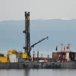 Drilling platform for deep drilling in Lake Ohrid (Photo credit: Thomas Wilke)