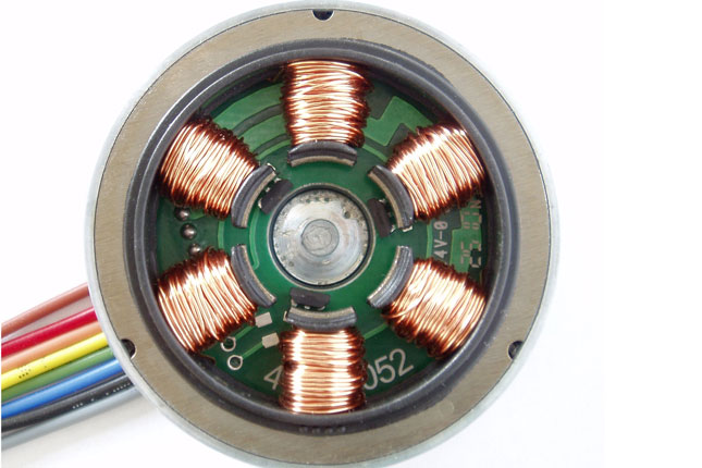 A motor showing copper wires inside it