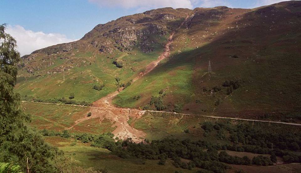 Debris flow landslides A85 Glen Ogle