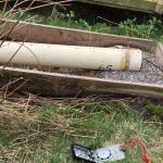 Induction coil on a gravel foundation (compass denotes orientation)