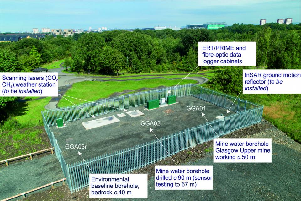 One of the research compounds at the Glasgow UK Geoenergy Observatory