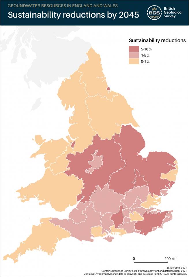 Sustainability reductions by 2045 in England and Wales