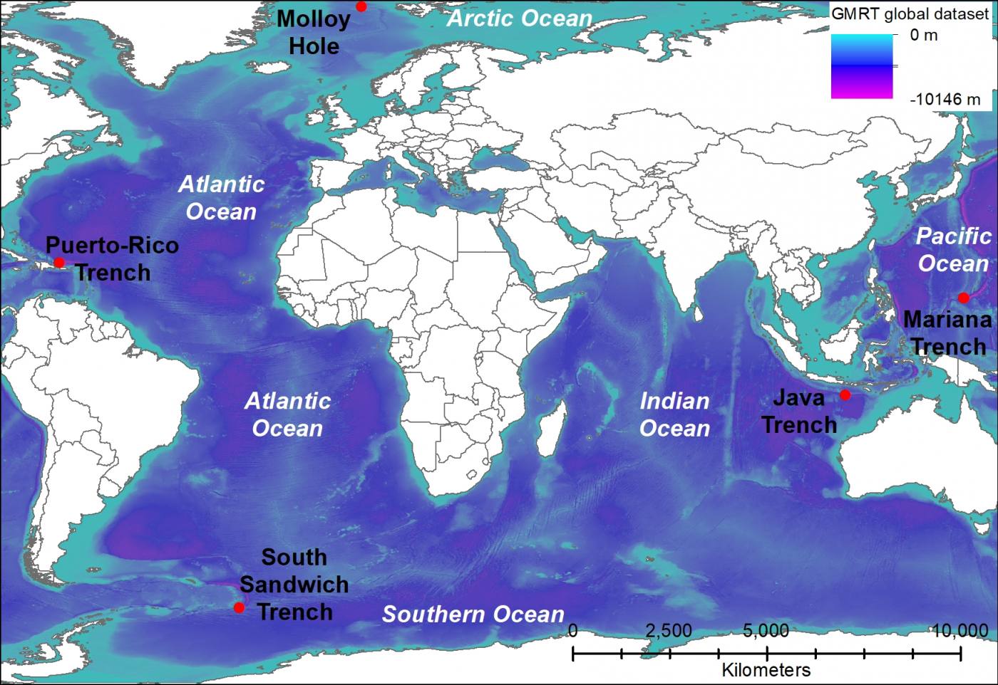 Deepest points of the Indian Ocean and Southern Ocean revealed