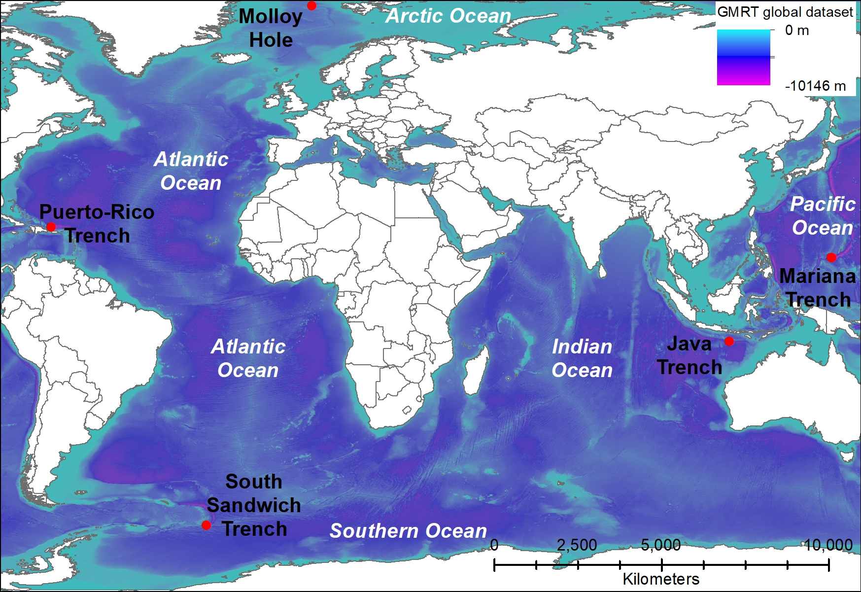 deep ocean trenches map