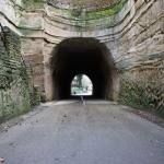 View down the top end of Park Tunnel, Nottingham Castle, with a clear view of the complex crossbedding over the entrance.