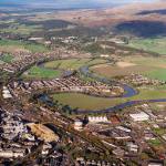 Aerial view of the meander of the River Forth outside Stirling.