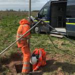 BGS preparing fluid samples for noble gas testing at the Geoenergy Test Bed (GTB) Sutton Bonington BGS © UKRI 2020