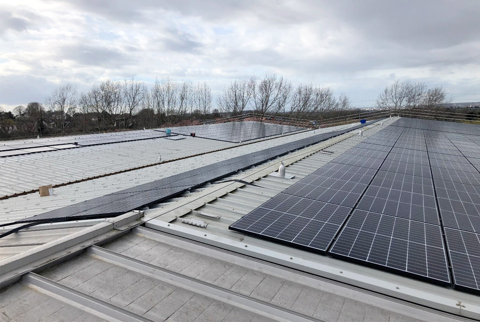 solar panel array at BGS Core Store