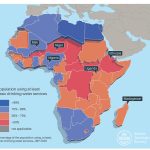 Map of Africa showing percentage of the population using basic drinking water services