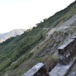 A landslide covering a road in India