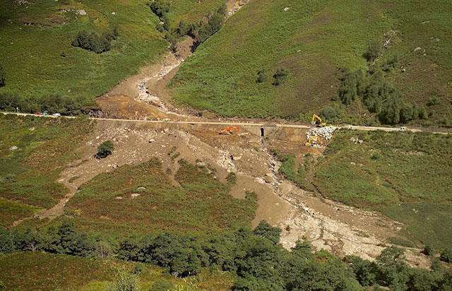 A85 debris flow at Geln Ogle BGS © UKRI 2004.