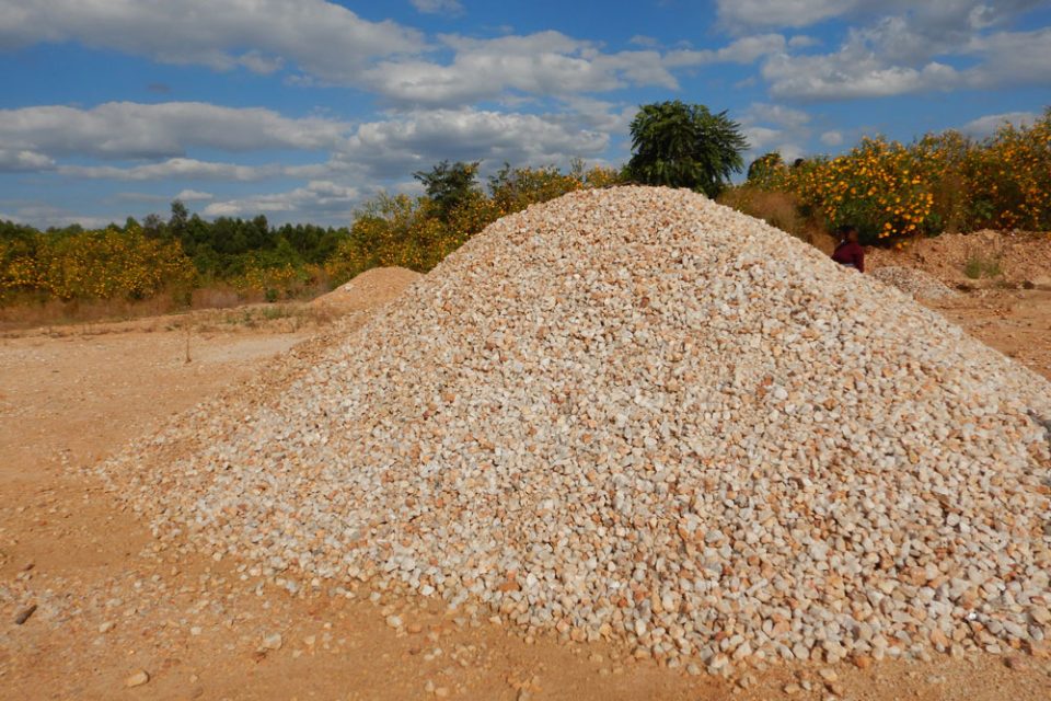 A pile of white rocks