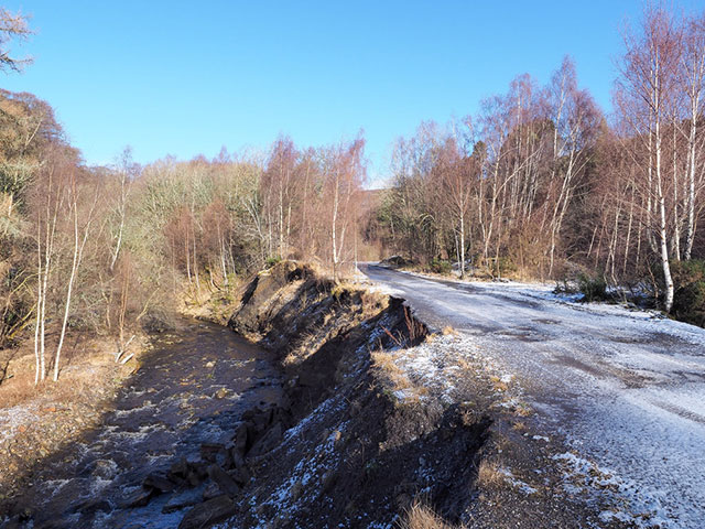 Road endangered by Stanhope Burn - update 3. © Copyright Trevor Littlewood and licensed for reuse under this Creative Commons Licence.