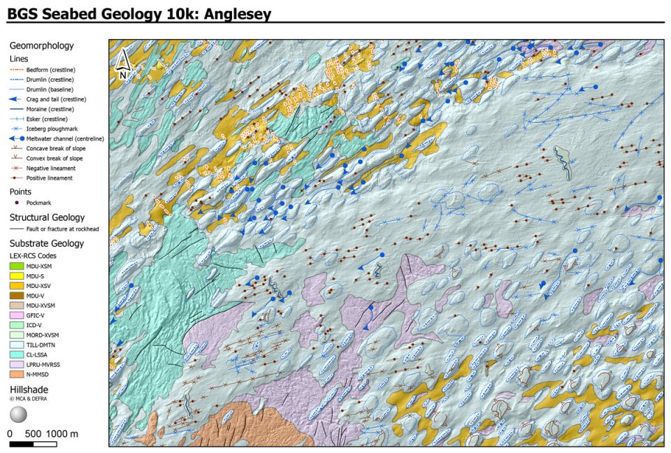 extract from the BGS Anglesey seabed geology map