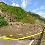 A83 road up to the 'Rest and Be Thankful' pass, Scotland, blocked by a debris flow in August 2012. BGS © UKRI.