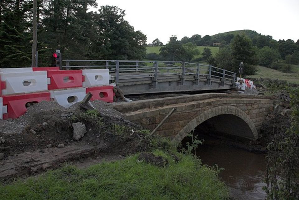 Bridge over River Rye at Hawnby during reconstruction following flood damage in June 2005. Photo © Colin Grice (cc-by-sa/2.0)