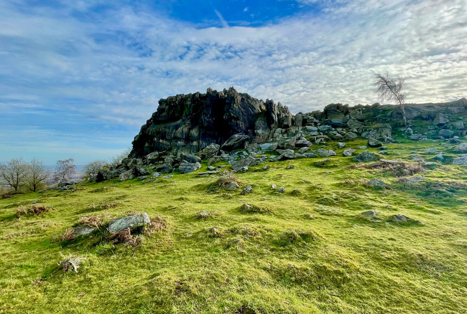 The Precambrian rocky crags at the summit of Beacon Hill