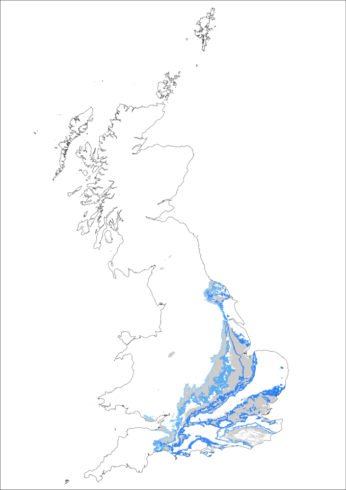A map of the UK showing the coverage of the GeoSure Extra Subsurface data product.