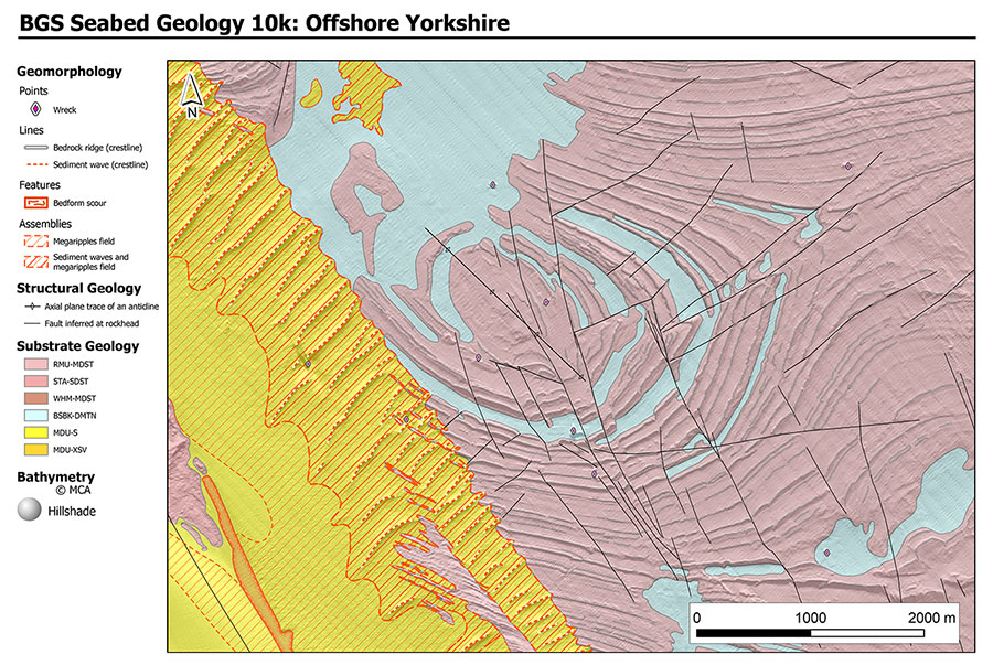 BGS seabed Geology 10k: Offshore Yorkshire. BGS © UKRI.