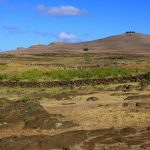 The slope of an extinct volcano with three cinder cones on its flank