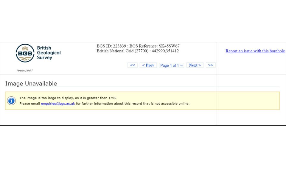 Old error message informing the user the image was too large to download. The image now downloads with no errors. BGS © UKRI.