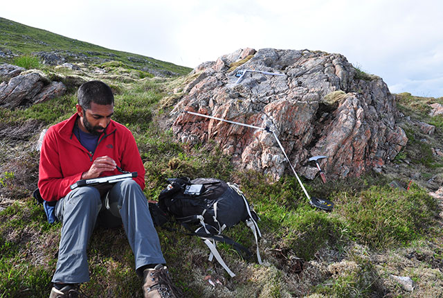 BGS geologist using the SIGMA kit in Coire Glas, Scotland. BGS © UKRI