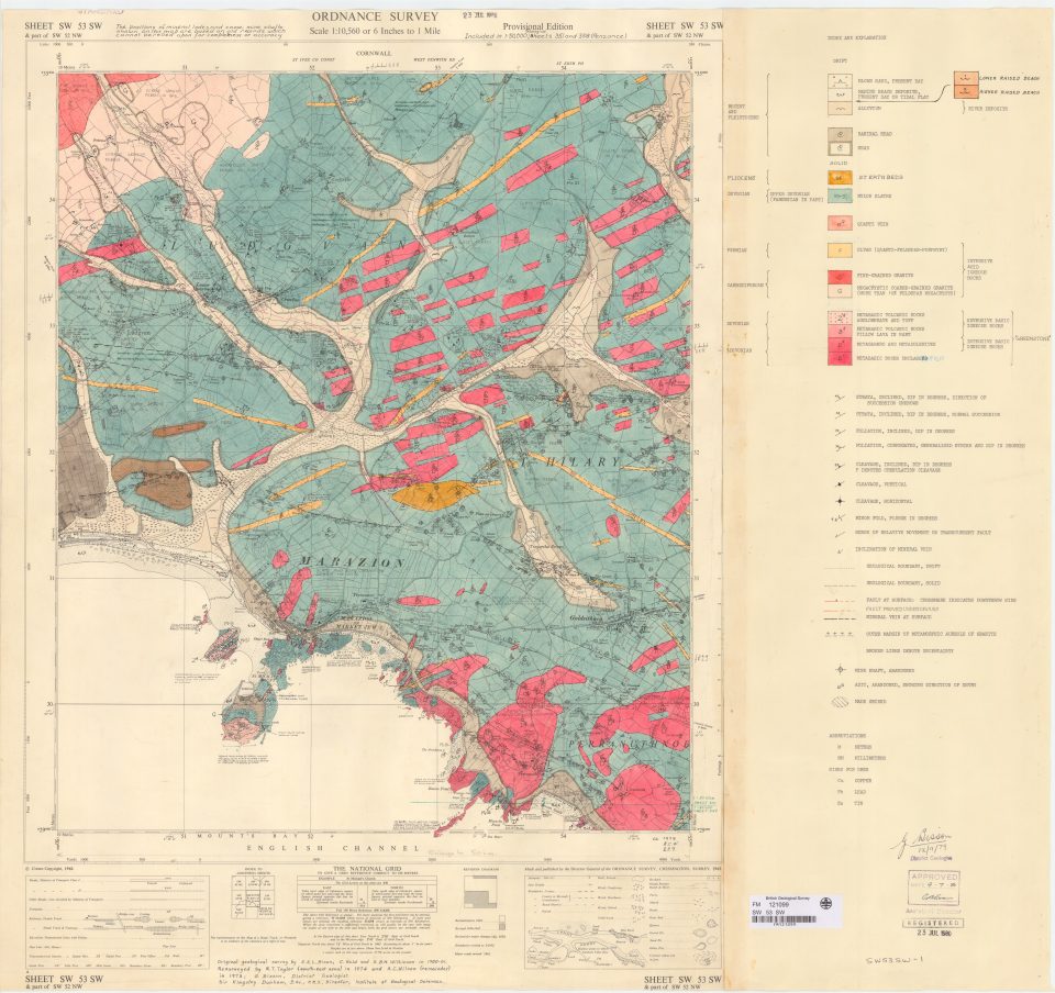 SW53SW (Cornwall), 1:10 560 maps, 1980. BGS © UKRI.