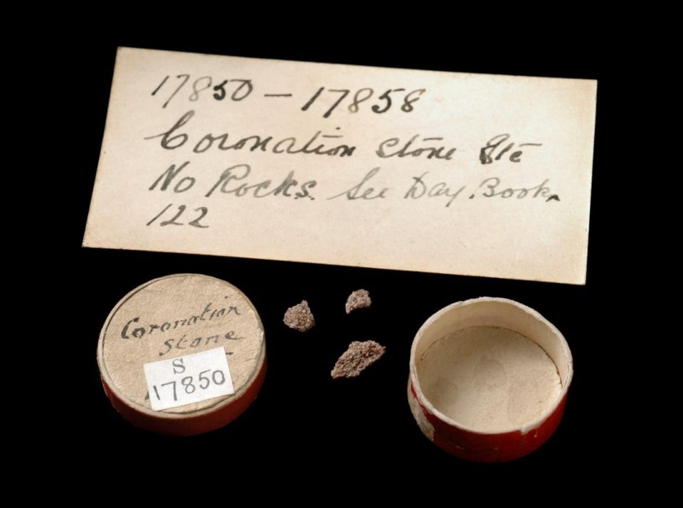 BGS samples S17850 to S17858 – ‘crumbs from the Stone of Scone’. BGS © UKRI