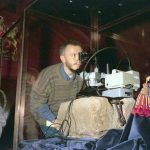 BGS’s Emrys Phillips examining the Stone of Scone at Edinburgh Castle in 1998. BGS © UKRI.