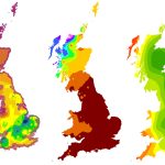 Biosphere Isotope Domains GB (Version 2) showing (from left to right) strontium, sulphur, lead, oxygen (drinking water) and oxygen (human tooth enamel) domains. BGS © UKRI – Contains OS data © Crown copyright 2023.