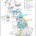 a map showing the location of deep sedimentary basins and hot granites across the UK and different sorts of geothermal developments sites