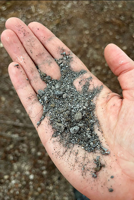 Sam Engwell sampling blast deposits from the 1980 eruption of Mount St Helens. Samantha Engwell © BGS / UKRI