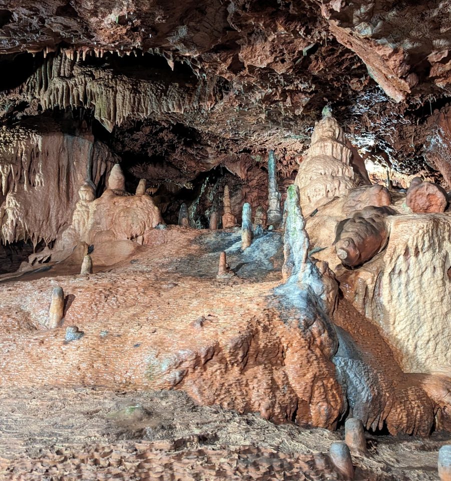 A host of speleothems in Kents Cavern.