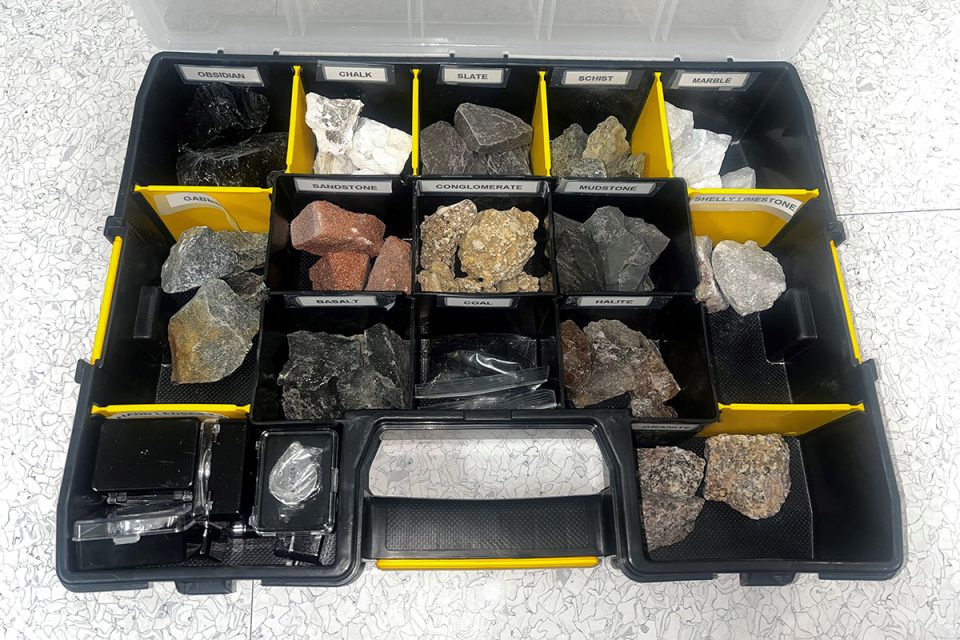 Inside the rock kit box. © BGS / UKRI