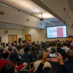 Andrew Bloodworth speaking during the CMIC conference. BGS © UKRI.