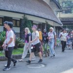 Students walking to the written response test at the Bandung Institute of Technology.