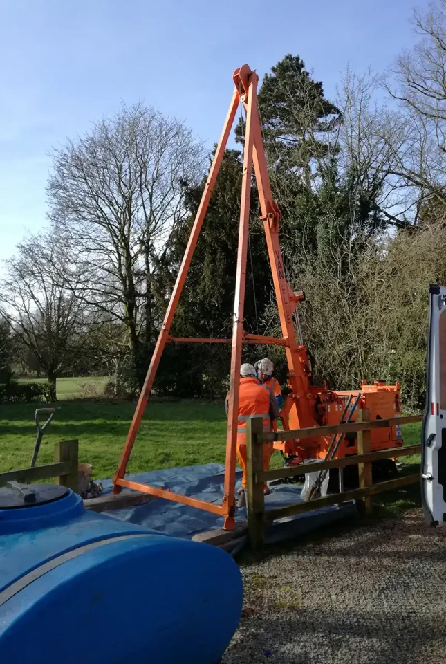 Shallow borehole drilling using a shell and auger rig. BGS © UKRI. 